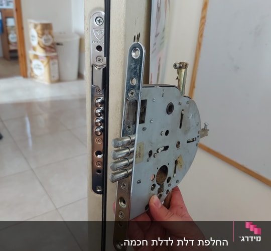 מנעול דלת עם בריחים ומנגנון נעילה
